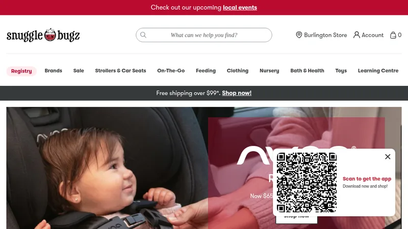 Homepage of the Snuggle Bugz baby store after its Shopify Plus migration by SYATT