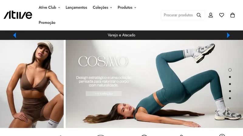 Homepage of the Use Ative activewear Shopify store, migrated from WooCommerce by Artmark