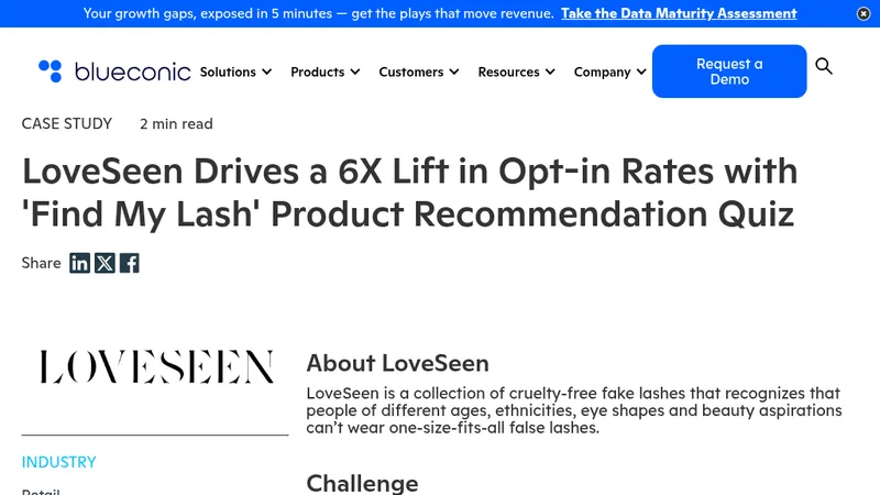 LoveSeen's quiz drives a glamorous 6X lift in marketing opt-in rates