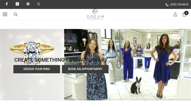 Homepage of the Dream Jewelers Shopify store modernized by Avalon Solution