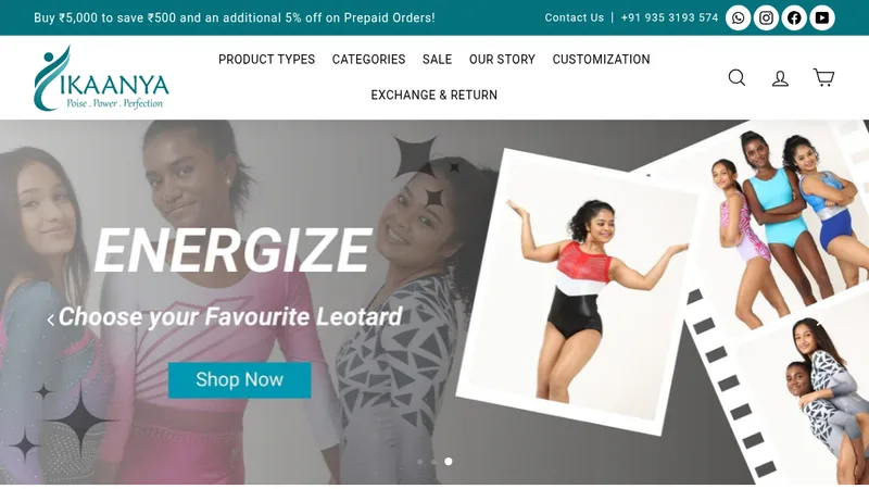 Homepage of the Ikaanya Shopify store, a House of Unblur Private Limited portfolio project