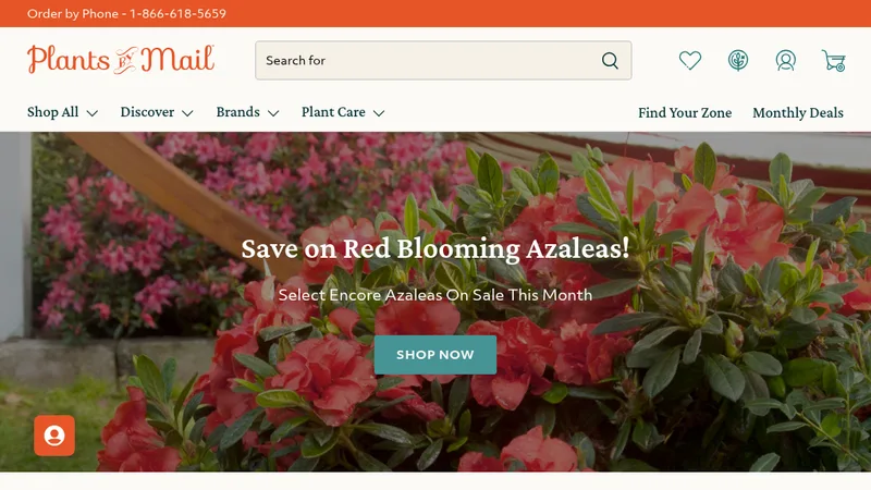 Homepage of the Plants by Mail Shopify store