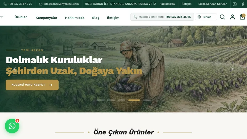 Homepage of the Canseven Yoresel Shopify store built by 34devs for a Turkish specialty food brand