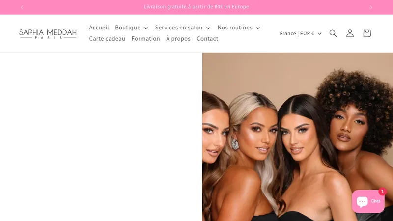 Homepage of the Saphia Meddah Paris Shopify beauty store redesigned by Xelico