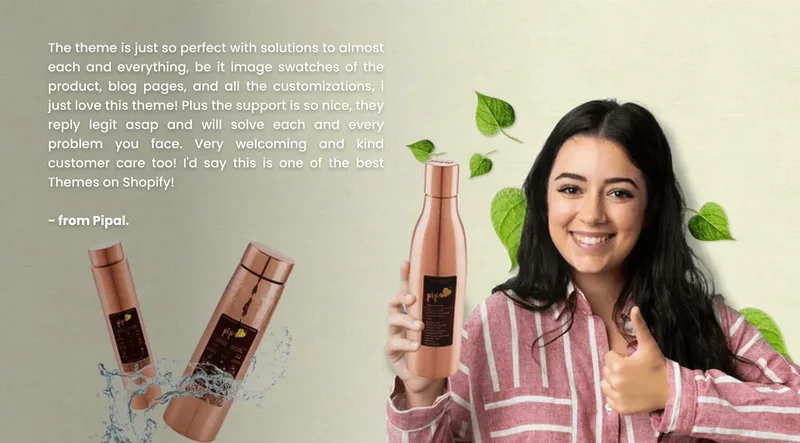 Cover image for Omni Themes' Shopify theme customization for Pipal, showing Pipal copper water bottles