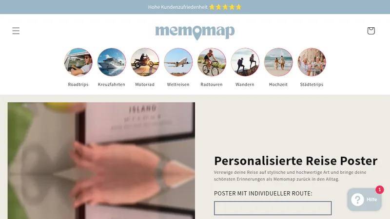 MemoMap – Individueller Reiseposter-Shop mit Poster-Konfigurator