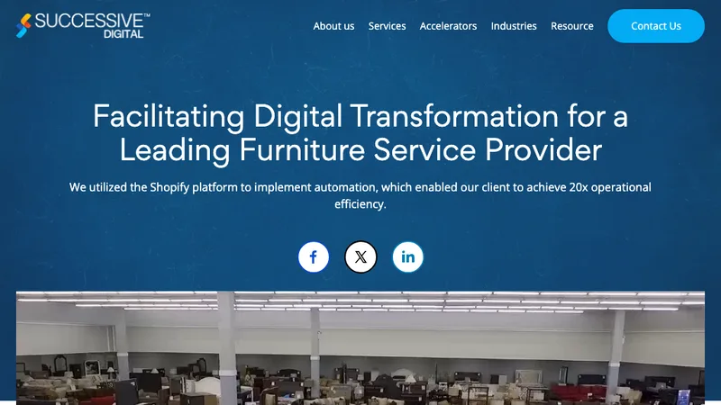 Successive Digital case study page on digital transformation for a furniture service provider