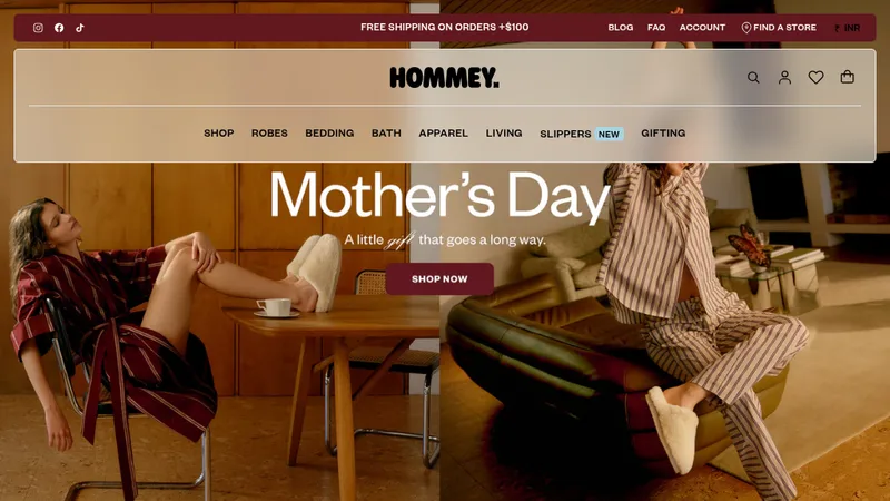 Homepage of the Hommey Shopify store, a Cin7 Core and Shopify POS project by Hawk Consulting