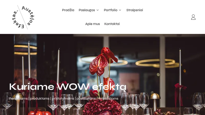 Homepage of the Austėjos Efektas Shopify site built by Augustinas Tamošaitis
