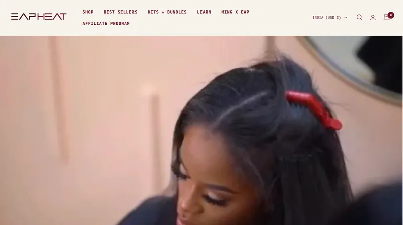 Homepage of the EAP Heat hot tools Shopify store, supported by MARS Public Relations