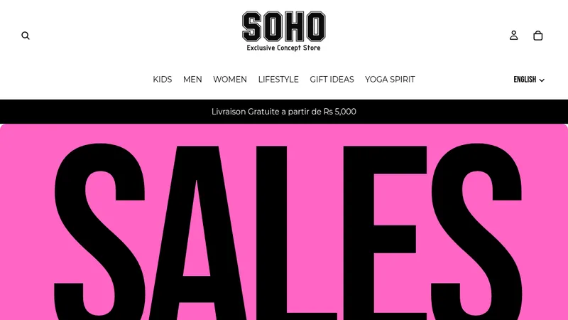 Homepage of the Soho Concept Store Shopify store from RMB Studio's portfolio