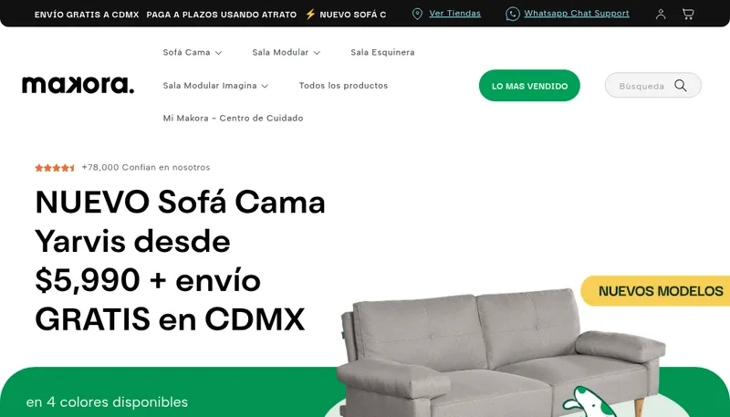 Homepage of the Makora furniture Shopify store relaunched by Unmade
