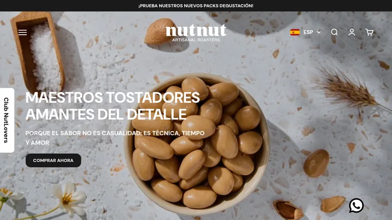 Homepage of the Nut Nut Shopify store, migrated to a new sales platform by ATTOMO Digital