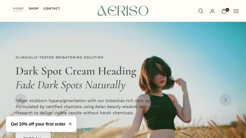 Professional eCommerce Launch & Website Redesign for Aeriso Skincare