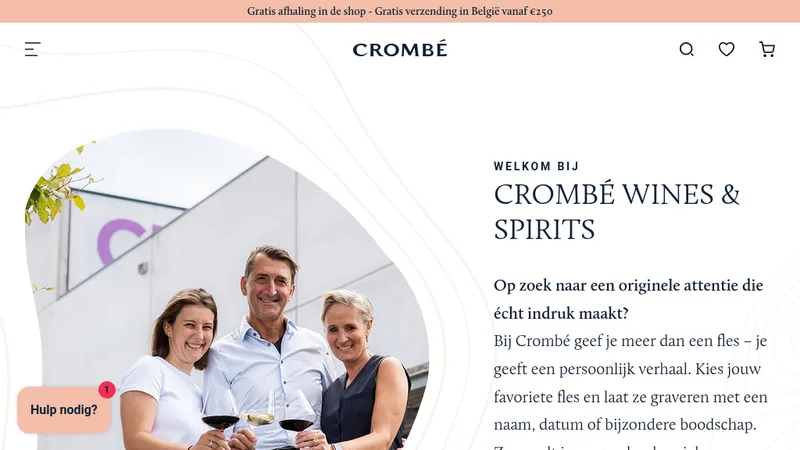 Homepage of the Crombé Wines Shopify Plus store built by Dynamate