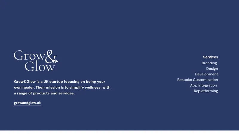 Grow&Glow logo and brand overview from the branding and Shopify store project by Brand Empwr