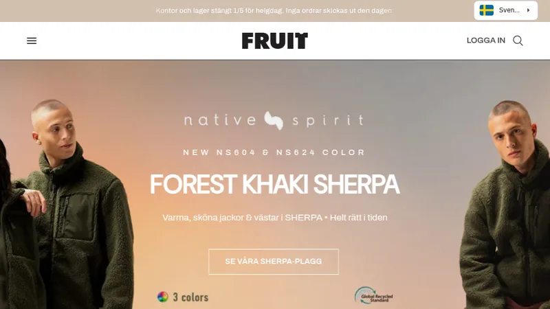 Homepage of the Fruit Shopify store, migrated and redesigned by OKKO Agency