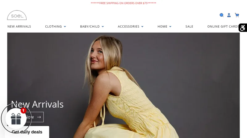 Homepage of the Soel Boutique Shopify store, with design, branding and theme customization by Brickspace Lab