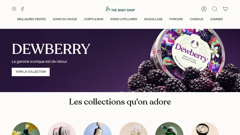 Homepage of The Body Shop Reunion Island Shopify store, from RMB Studio's portfolio
