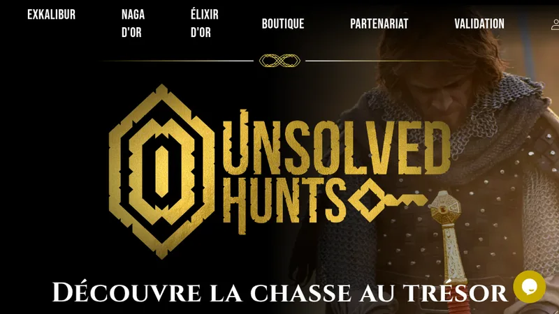 Homepage of the Unsolved Hunt Shopify store for mystery games, developed by Coline Cervellin