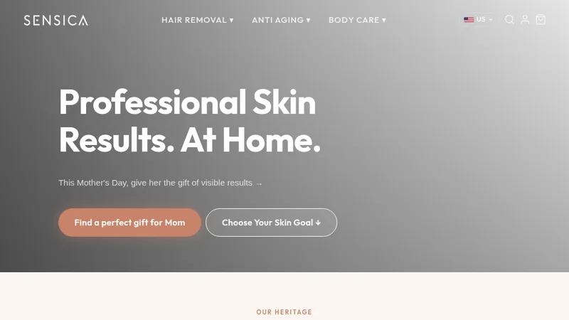 Homepage of the Sensica beauty devices Shopify store optimized by Converge Growth