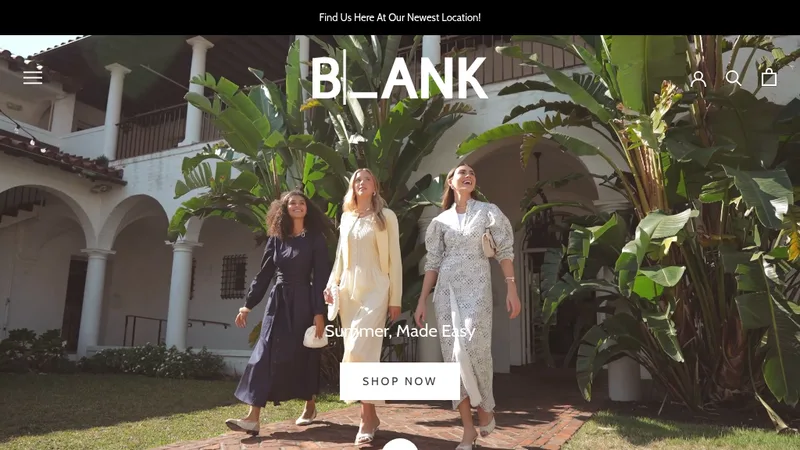 Homepage of the Dress Blank Shopify store built by Cotique Media