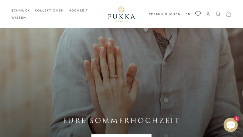 Homepage of the Pukka Berlin Shopify jewelry store relaunched by Shopwise GmbH