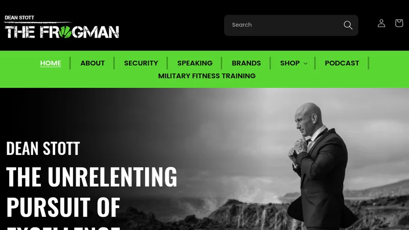 Homepage of Dean Stott's Shopify personal brand site designed and built by Digital Nomad Designs