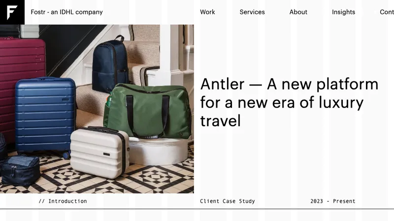 Antler luggage and travel bags on Fostr's case study page for the Antler Shopify project