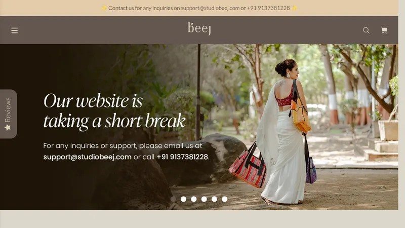 Homepage of the Studio Beej Shopify store, from the Ting Works LLP portfolio