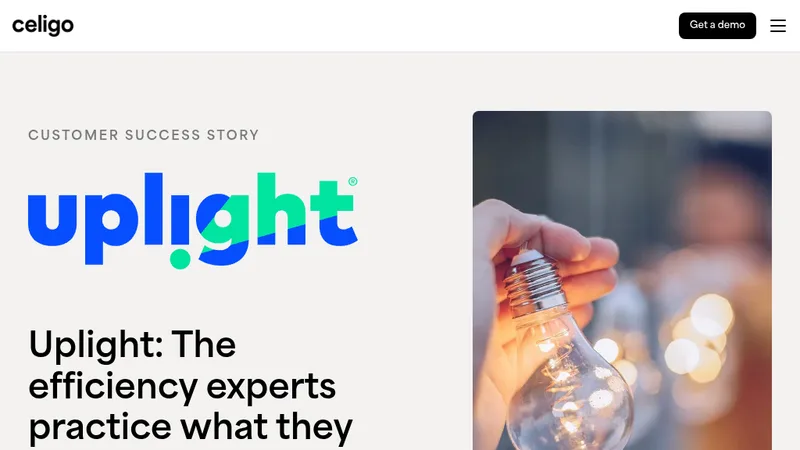 Cover of the Uplight customer success story from Celigo's Shopify Partner portfolio, showing the Uplight logo