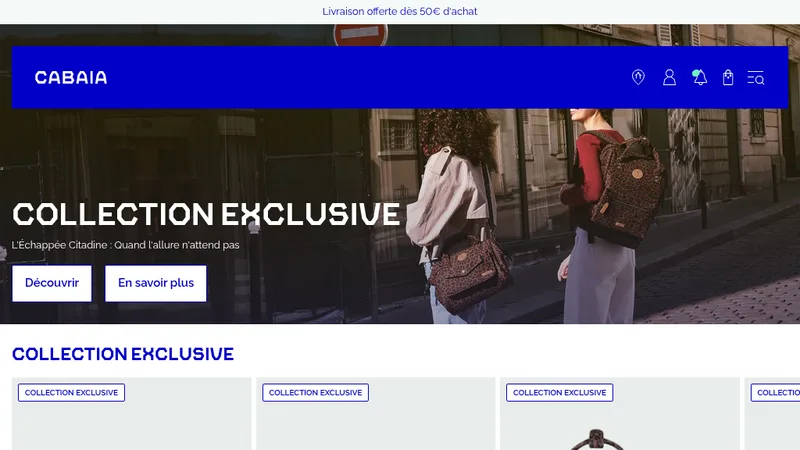 Homepage of the Cabaïa Shopify store, supported with audits, UX work and site management by COLORZ