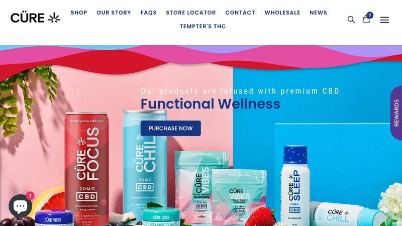 Homepage of the CÜRE CBD wellness Shopify store designed and built by Skematic NYC Digital Solutions