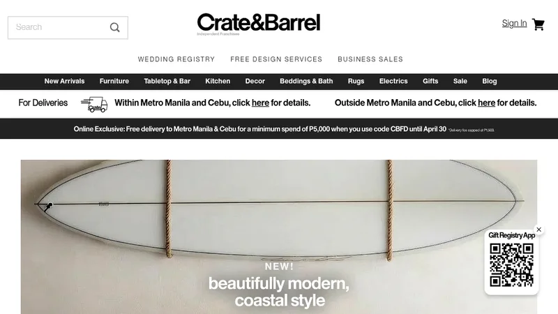 Crate & Barrel Philippines SEO Migration on Shopify