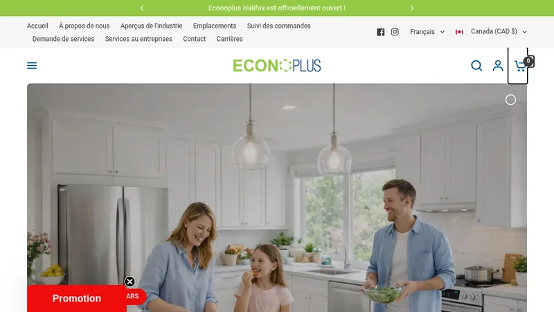 Homepage of the Econoplus Shopify store built by Plasmid144 Digital Marketing Inc.
